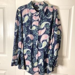 Talbots Plus Paisley Button Down Shirt Size 2X